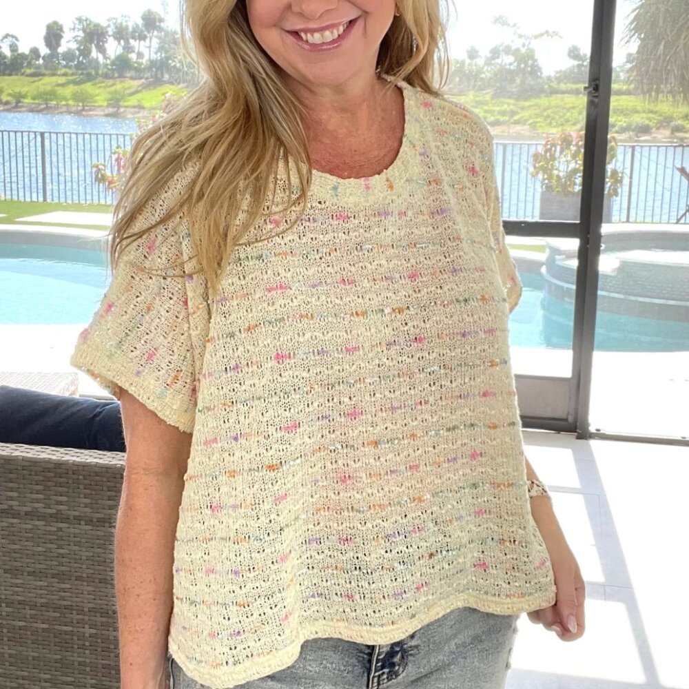 New BiBi Pastel Dreams Knit Top Size XL